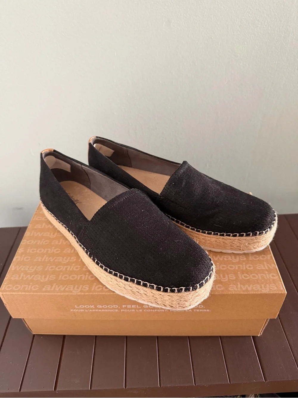 Dr. Scholl's Black Espadrille Platform Slip-On Flats